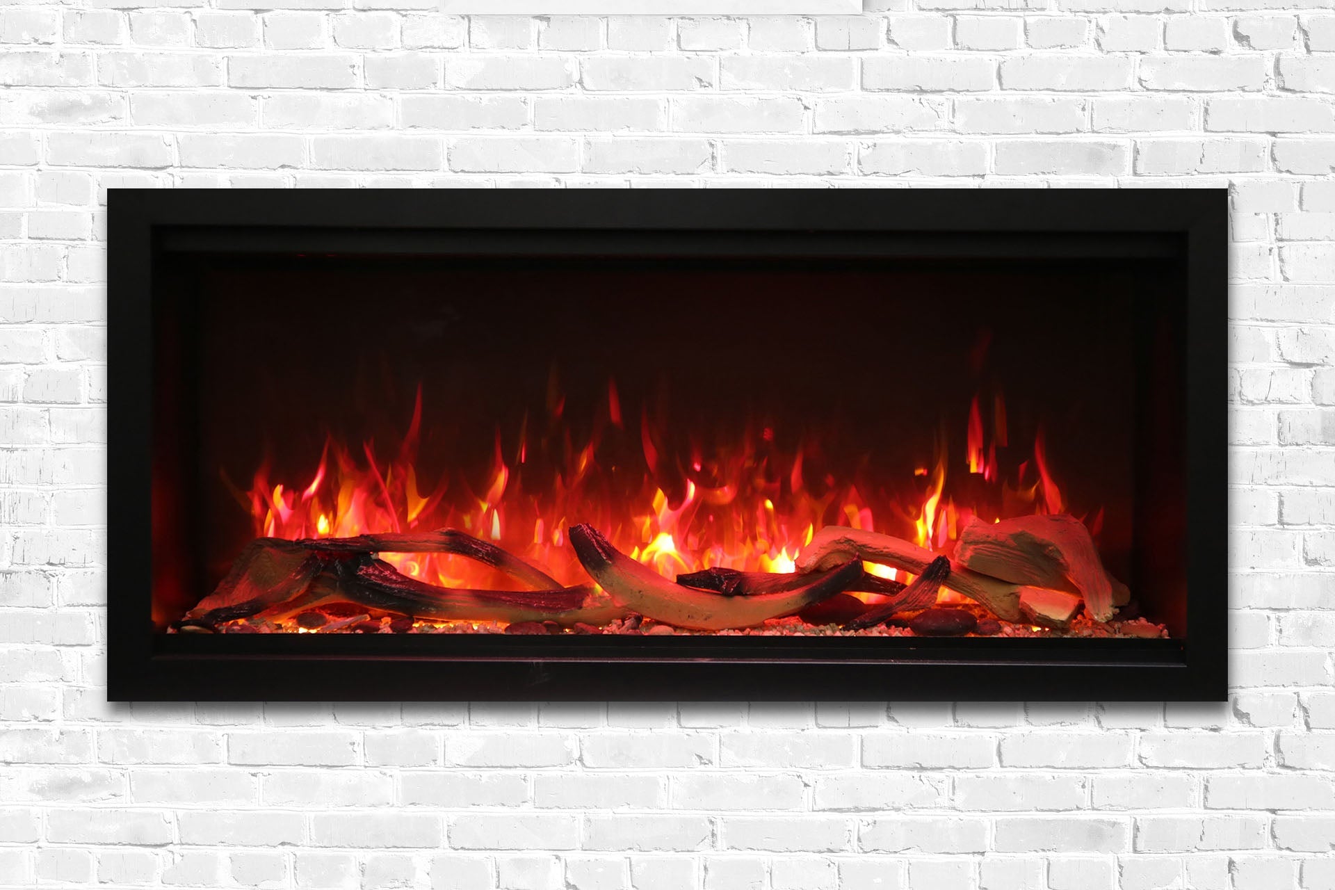 Amantii Symmetry 42'' Extra Tall & Deep Recessed Linear Indoor/Outdoor Electric Fireplace - by Amantii | Buy at Agent BBQ