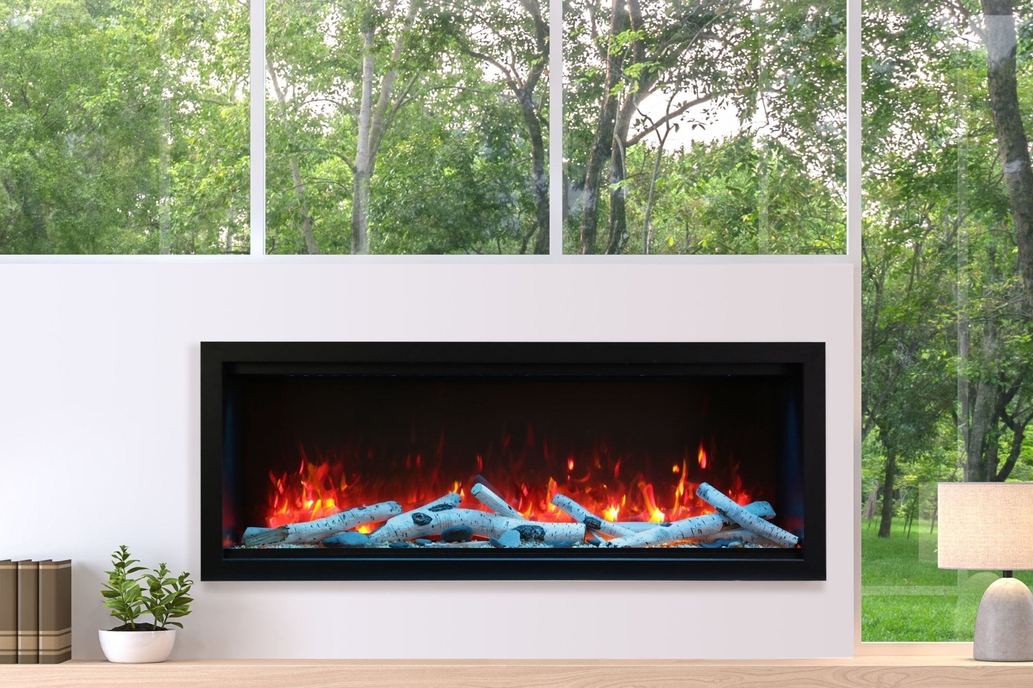 Amantii Symmetry 60'' Extra Tall & Deep Recessed Linear Indoor/Outdoor Electric Fireplace - by Amantii | Buy at Agent BBQ