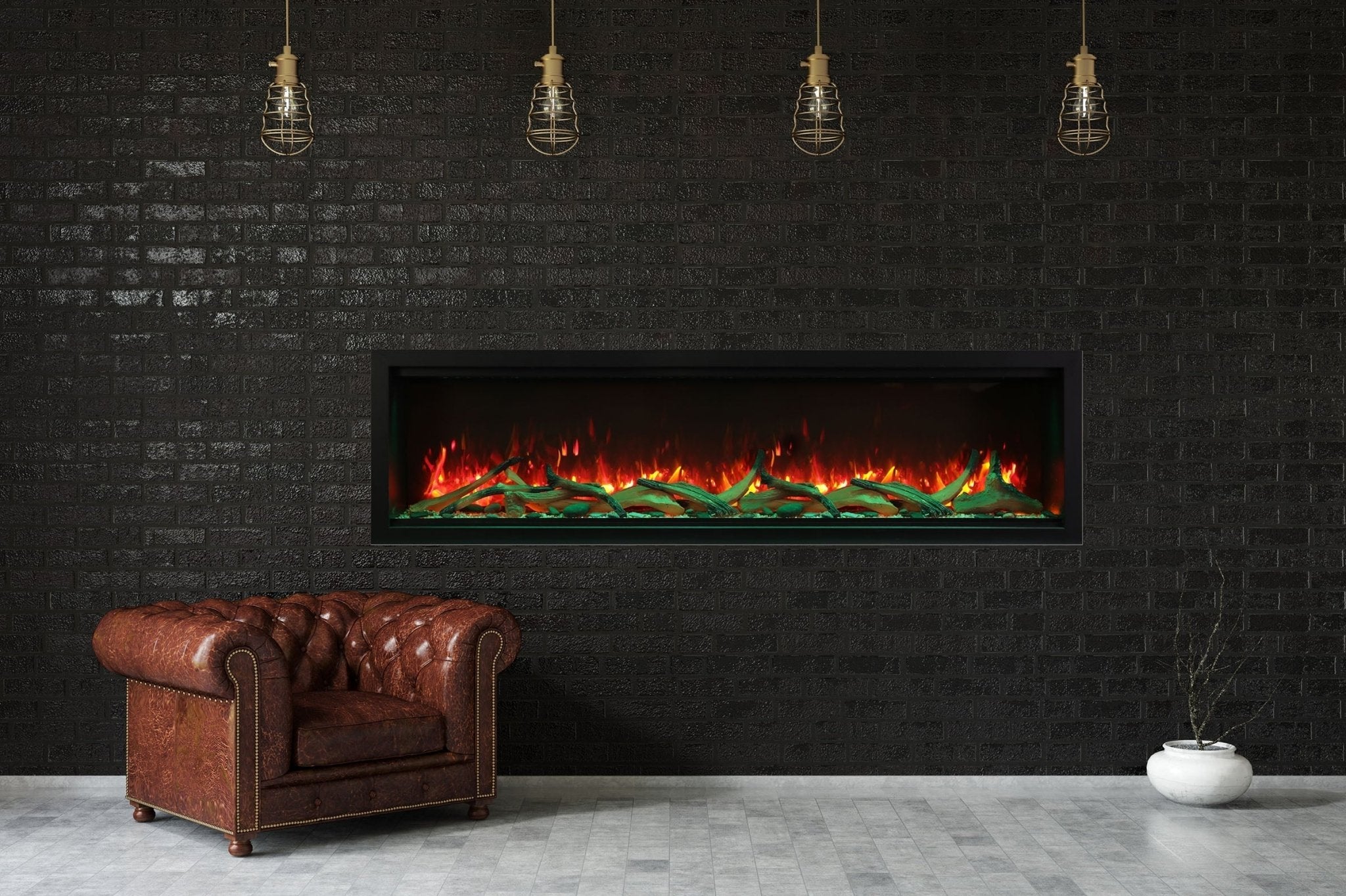 Amantii Symmetry 74'' Extra Tall & Deep Recessed Linear Indoor/Outdoor Electric Fireplace - by Amantii | Buy at Agent BBQ