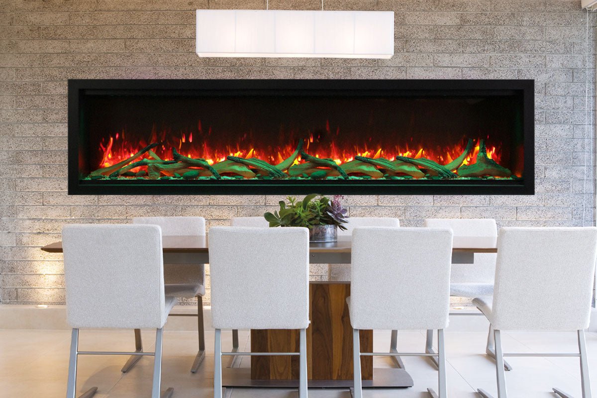Amantii Symmetry 74'' Extra Tall & Deep Recessed Linear Indoor/Outdoor Electric Fireplace - by Amantii | Buy at Agent BBQ