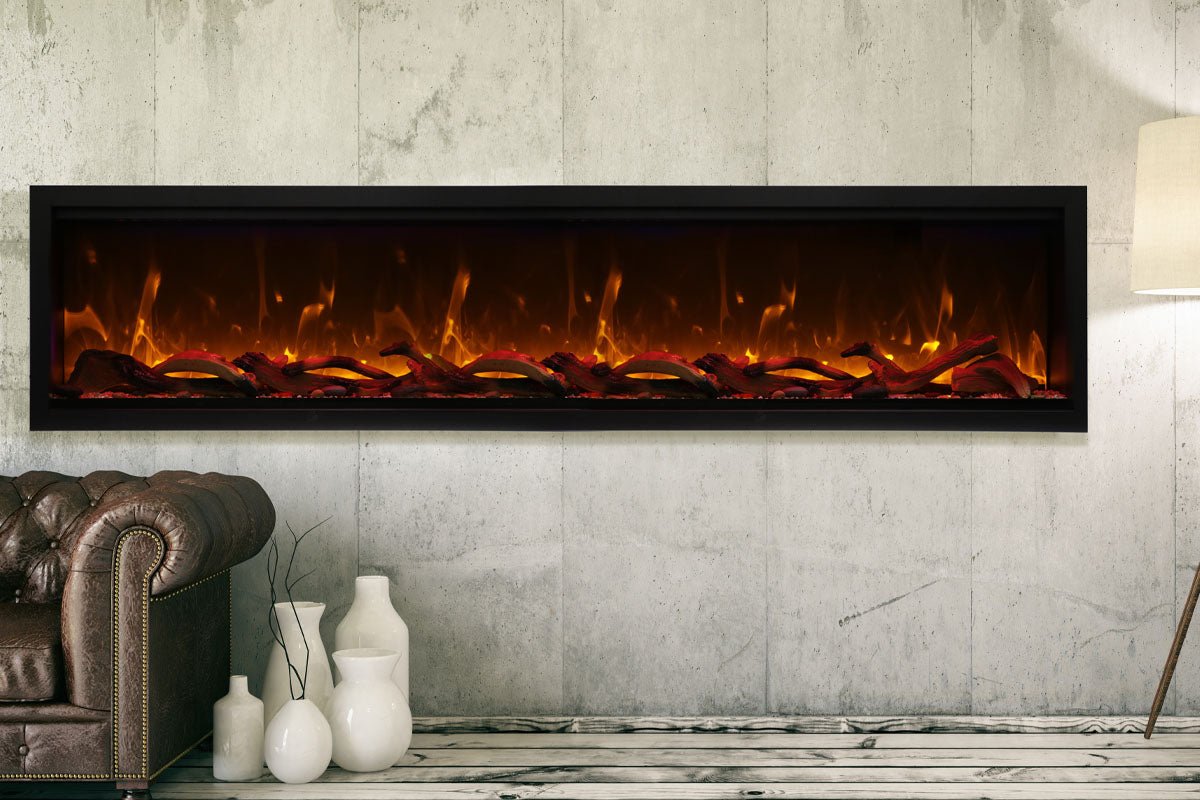 Amantii Symmetry 88'' Extra Tall & Deep Recessed Linear Indoor/Outdoor Electric Fireplace - by Amantii | Buy at Agent BBQ