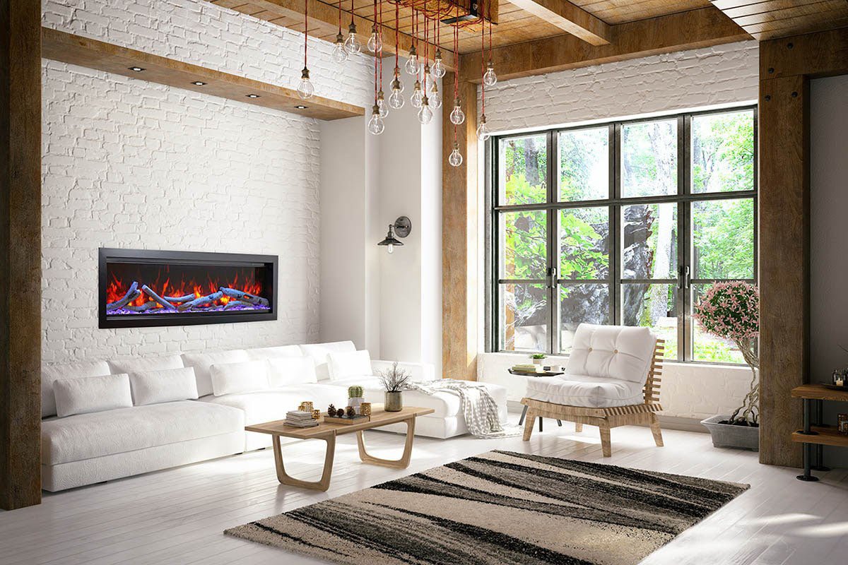 Amantii Symmetry Bespoke 50'' Wall Mount / Recessed Linear Indoor/Outdoor Electric Fireplace - by Amantii | Buy at Agent BBQ