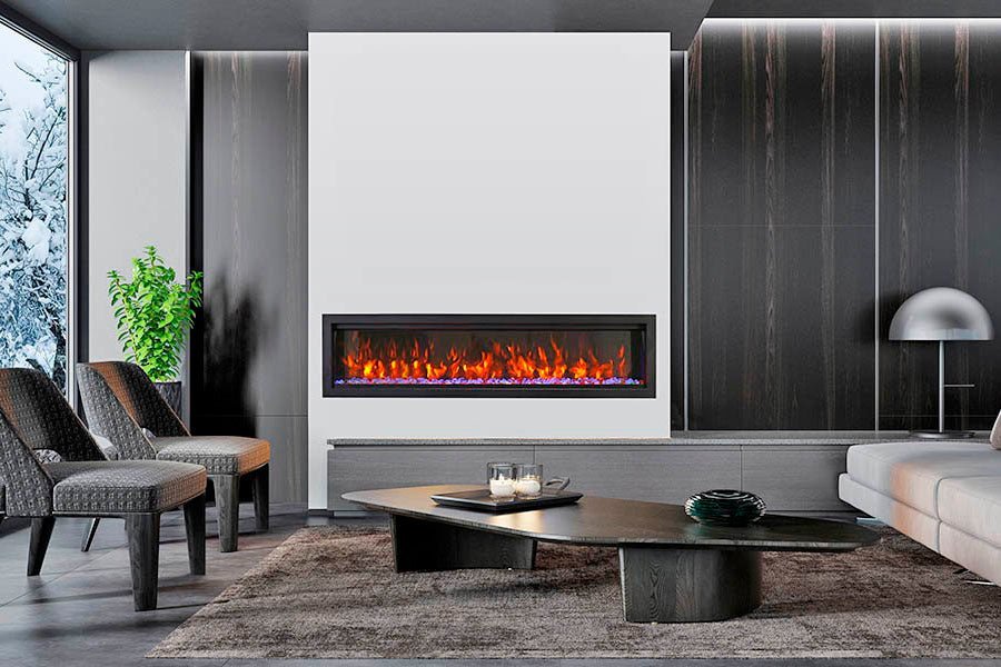 Amantii Symmetry Bespoke 50'' Wall Mount / Recessed Linear Indoor/Outdoor Electric Fireplace - by Amantii | Buy at Agent BBQ