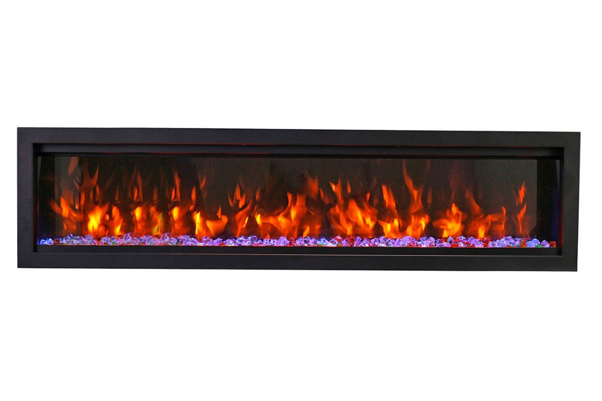 Amantii Symmetry Bespoke 74'' Wall Mount / Recessed Linear Indoor/Outdoor Electric Fireplace - by Amantii | Buy at Agent BBQ