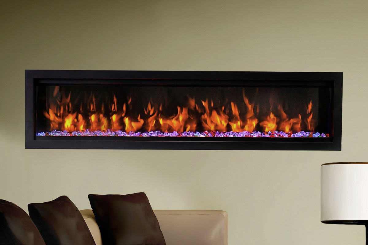 Amantii Symmetry Bespoke 74'' Wall Mount / Recessed Linear Indoor/Outdoor Electric Fireplace - by Amantii | Buy at Agent BBQ