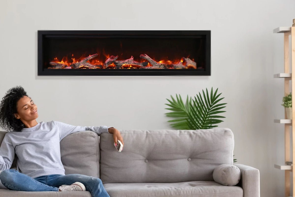 Amantii Symmetry Bespoke 88'' Wall Mount / Recessed Linear Indoor/Outdoor Electric Fireplace - by Amantii | Buy at Agent BBQ