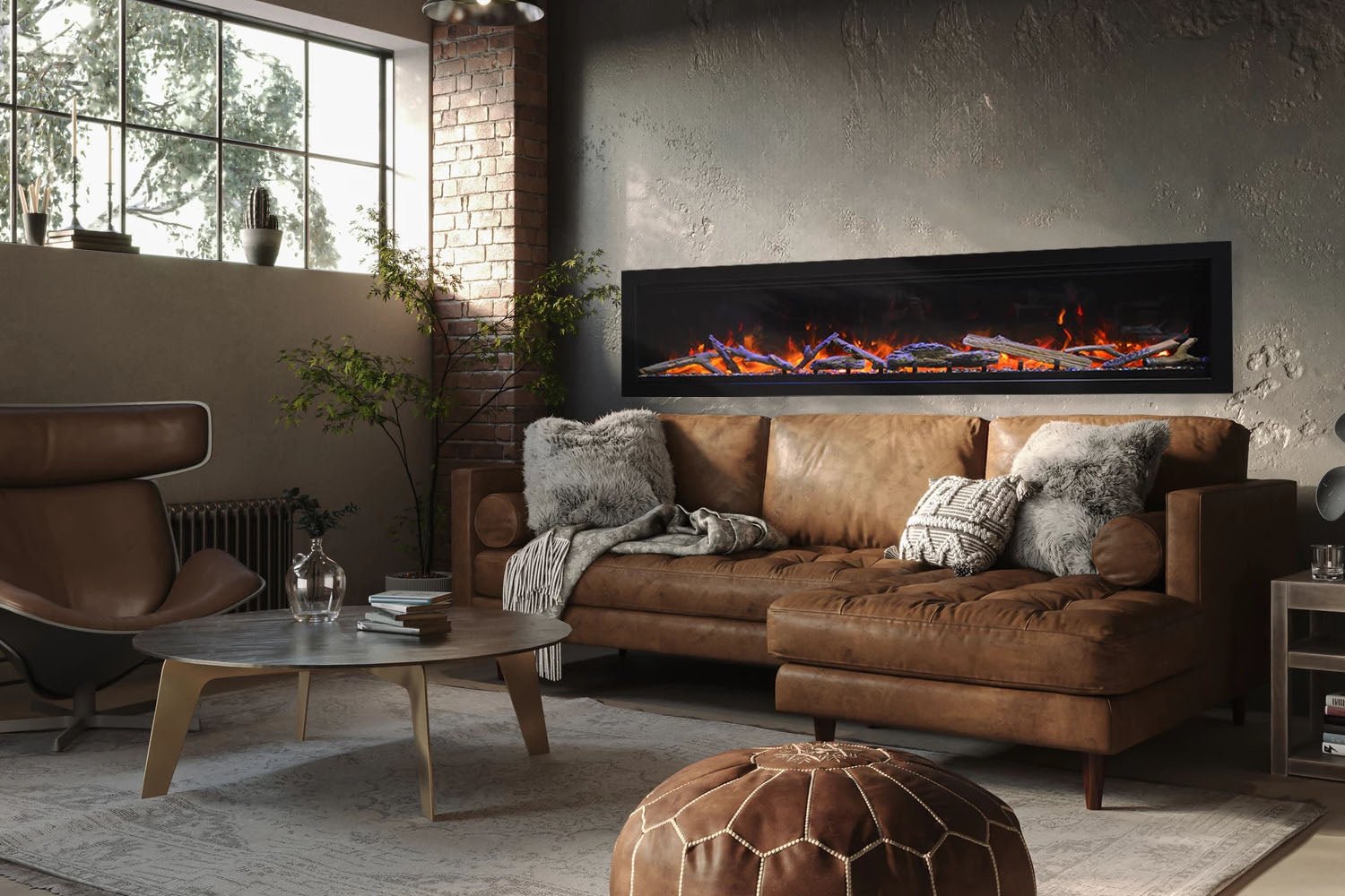 Amantii Symmetry Lumina 74'' Wall Mount / Recessed Smart Indoor/Outdoor Electric Fireplace - by Amantii | Buy at Agent BBQ