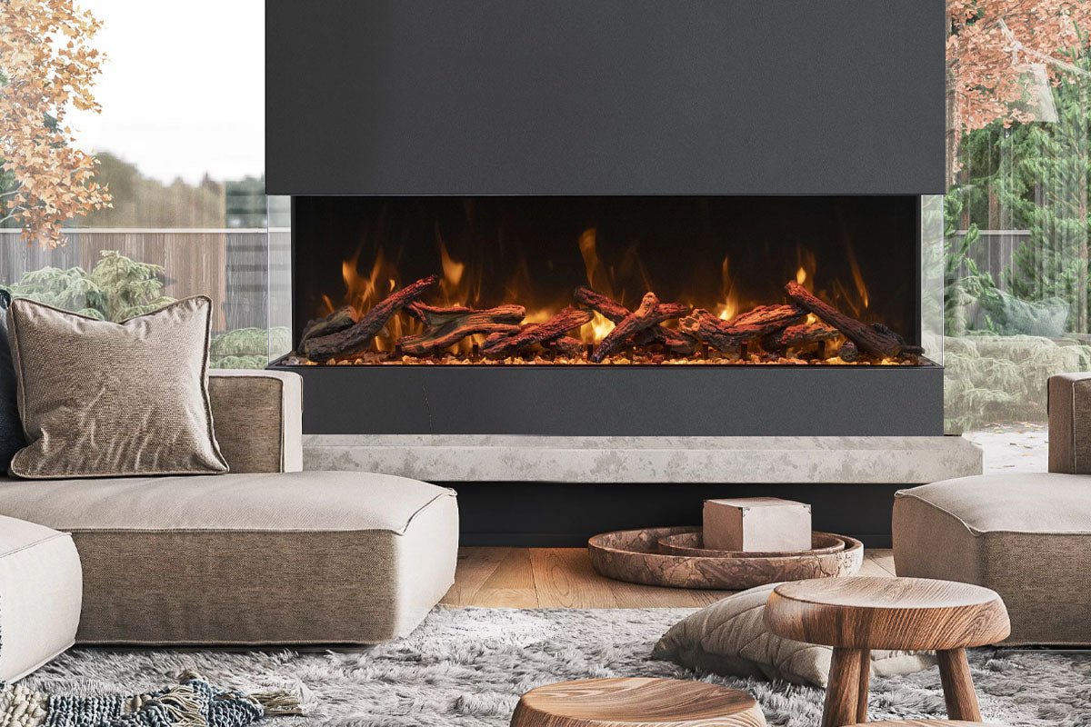 Amantii Tru View Bespoke 85 - inch 3 - Sided Built In Indoor/Outdoor Electric Fireplace - by Amantii | Buy at Agent BBQ