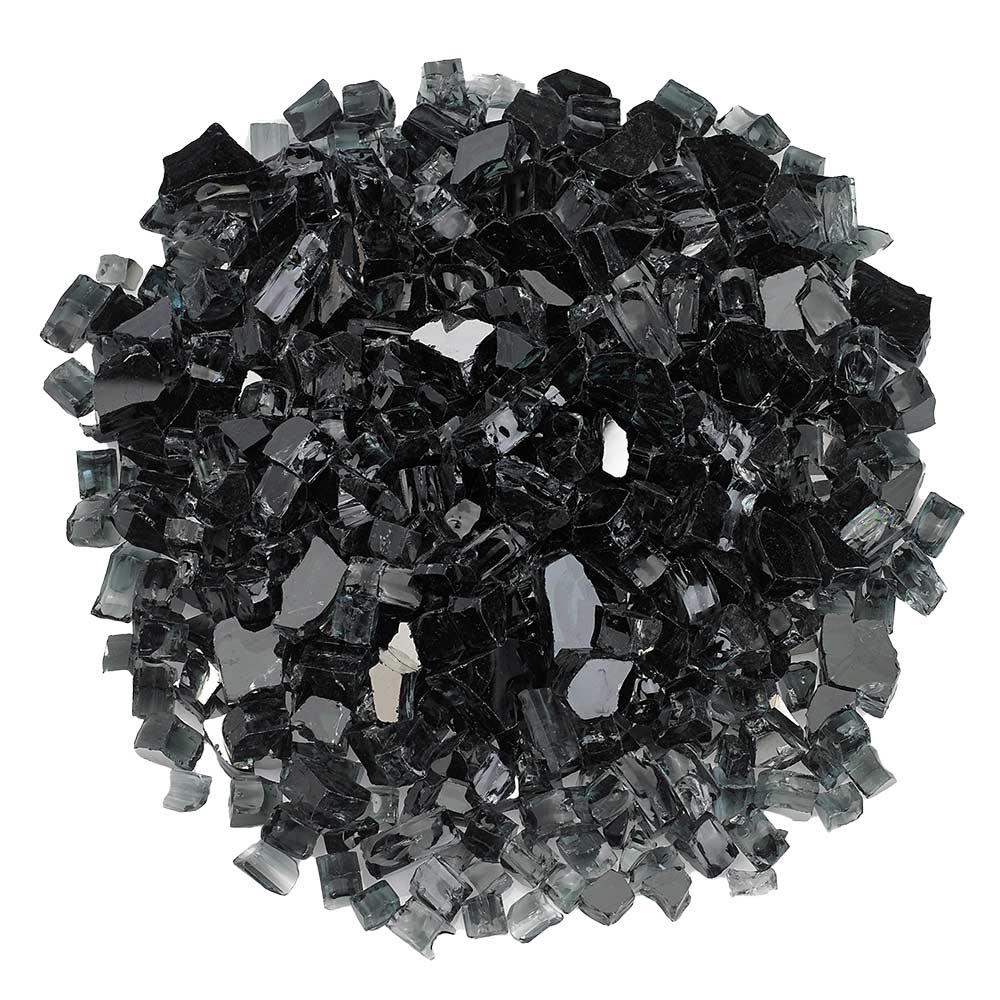 American Fire Glass 1/2 - Inch Premium Fire Glass, 10 - Pounds, Black Reflective - by American Fire Glass | Buy at Agent BBQ