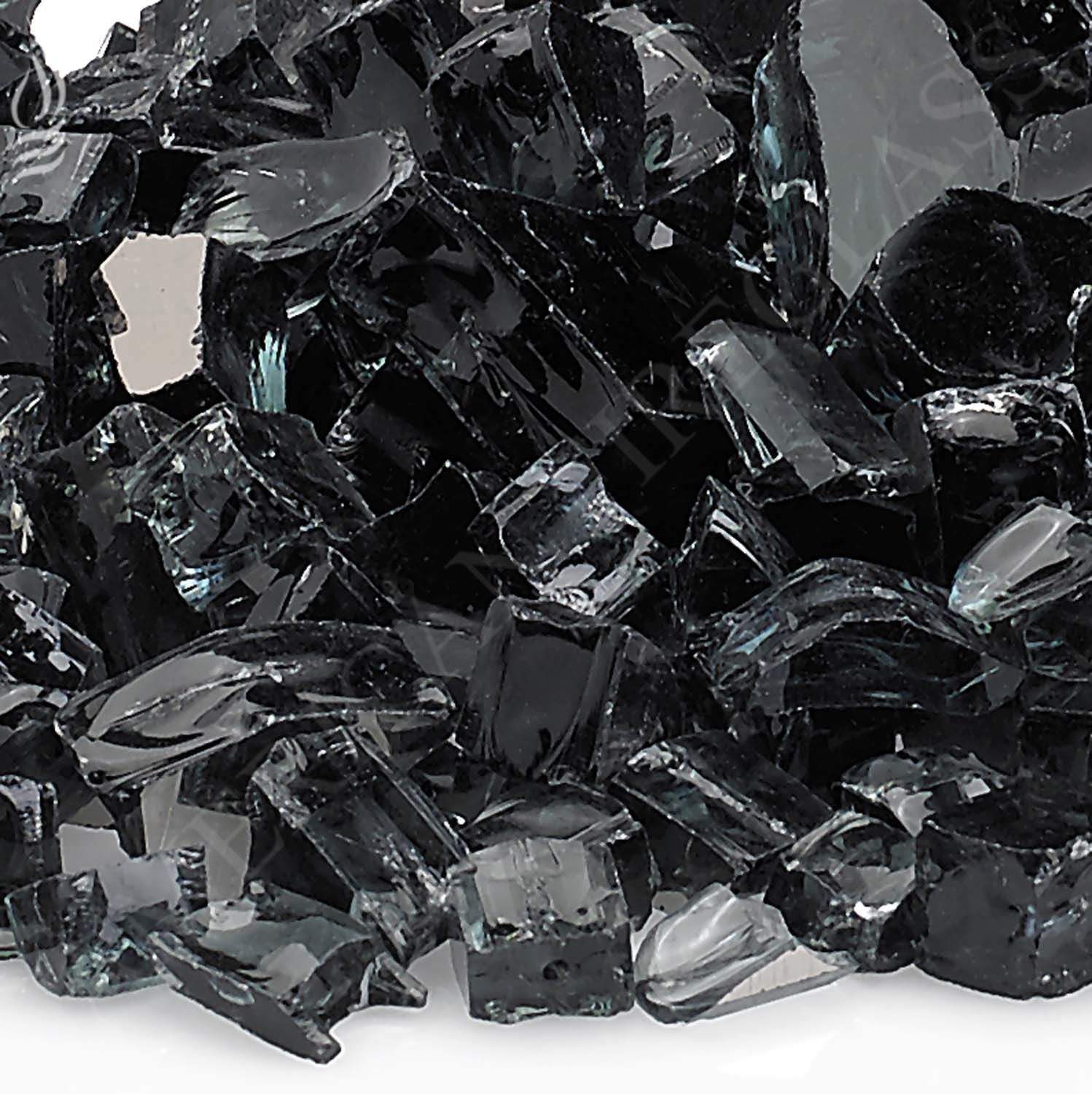 American Fire Glass 1/2 - Inch Premium Fire Glass, 10 - Pounds, Black Reflective - by American Fire Glass | Buy at Agent BBQ