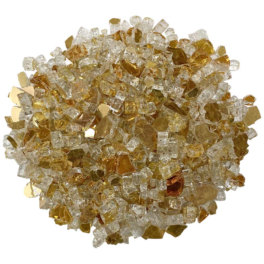 American Fire Glass 1/2 - Inch Premium Fire Glass, 10 - Pounds, Gold Reflective - by American Fire Glass | Buy at Agent BBQ