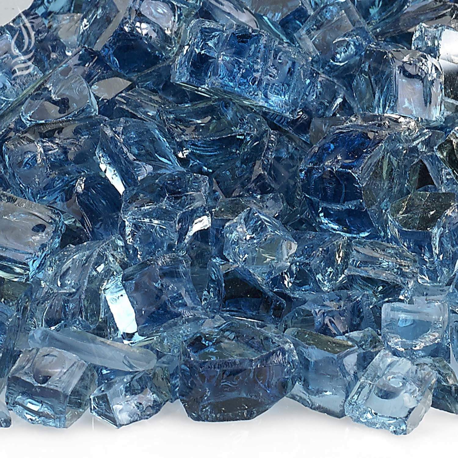 American Fire Glass 1/2 - Inch Premium Fire Glass, 10 - Pounds, Pacific Blue Reflective - by American Fire Glass | Buy at Agent BBQ