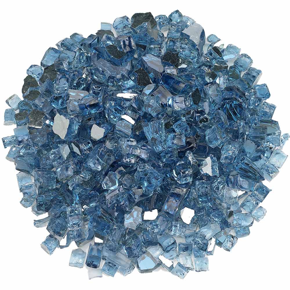 American Fire Glass 1/2 - Inch Premium Fire Glass, 10 - Pounds, Pacific Blue Reflective - by American Fire Glass | Buy at Agent BBQ