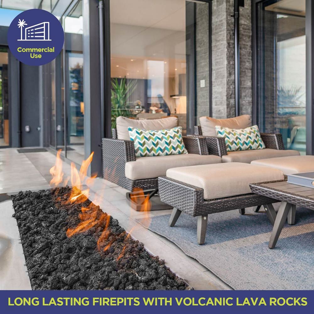 American Fire Glass 20 - Pound Black Lava Rock, XXL 4 - 6 Inch - by American Fire Glass | Buy at Agent BBQ