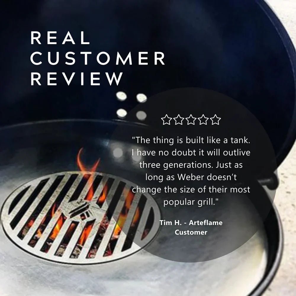 Arteflame 20″ Two-Piece Flat-Top Kit — Fits Weber® Kettle Charcoal Grills (Griddle Ring + Center Grill Grate) - by Arteflame | Buy at Agent BBQ