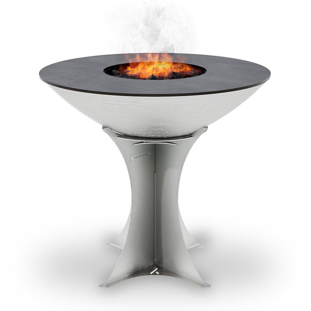 Arteflame 40″ Platinum Series — Stainless Fire Bowl Flat-Top Grill with Euro Base (Stainless or Powder-Coated Black) - All Products, Arteflame Grills by Arteflame | Buy at Agent BBQ