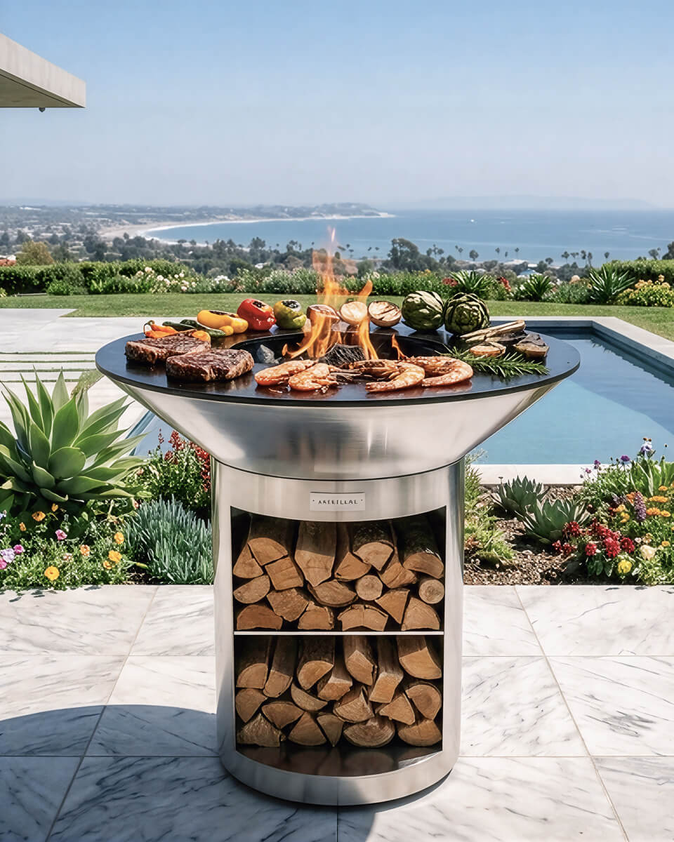 Arteflame 40″ Platinum Series — Stainless Fire Bowl Flat-Top Grill with Storage Base - All Products, Arteflame Grills by Arteflame | Buy at Agent BBQ