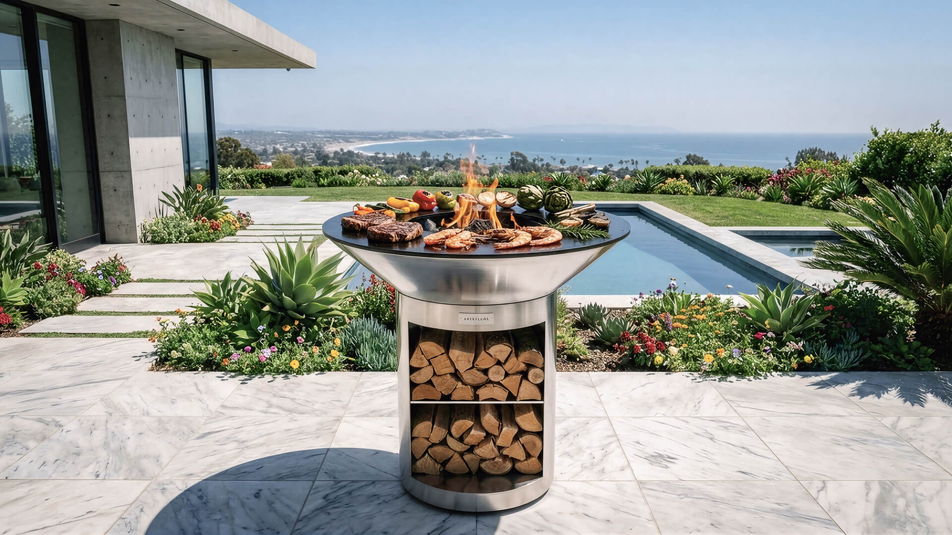 Arteflame 40″ Platinum Series — Stainless Fire Bowl Flat-Top Grill with Storage Base - All Products, Arteflame Grills by Arteflame | Buy at Agent BBQ