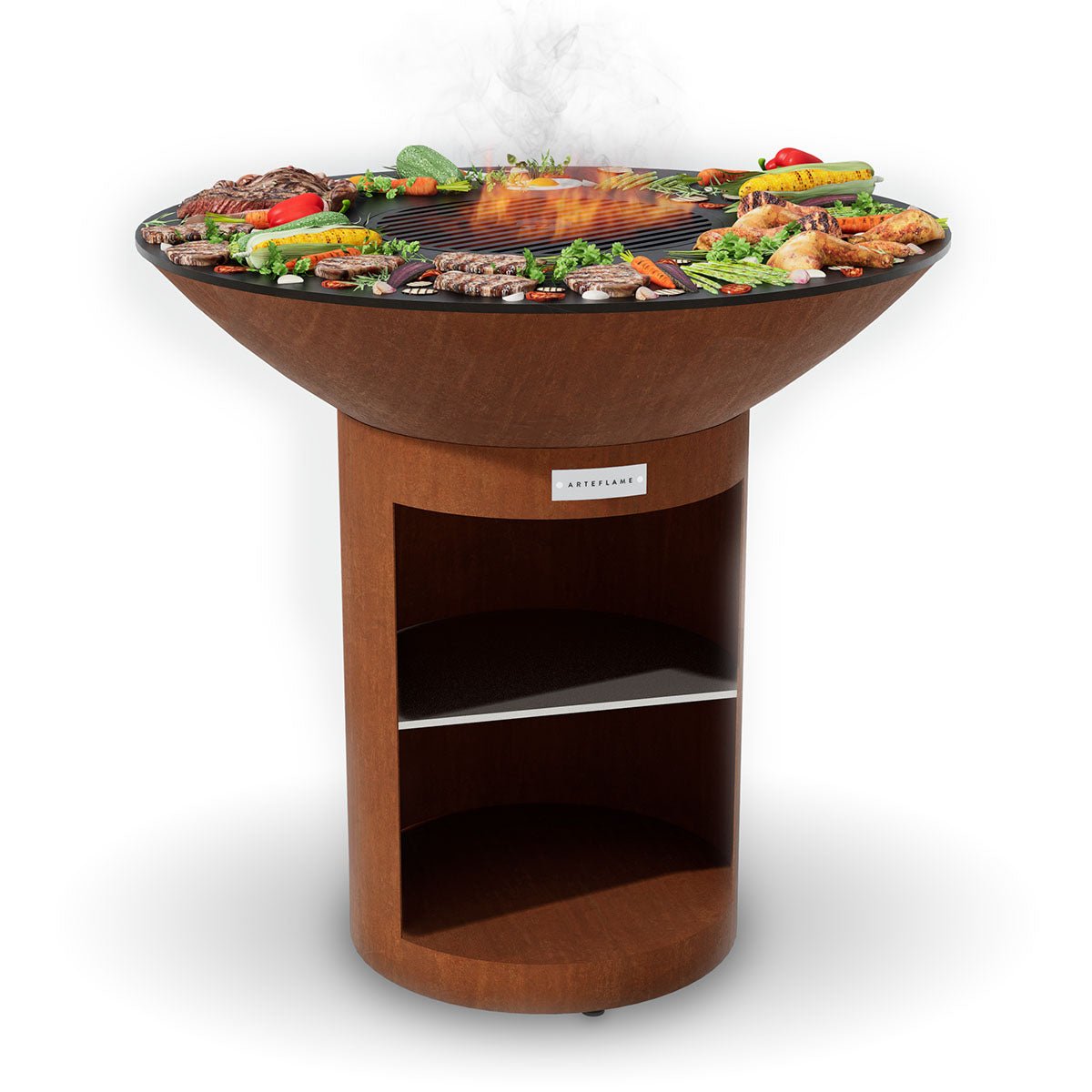 Arteflame Classic 40″ — Storage Base Flat-Top Grill & Fire Bowl (CORTEN Steel) - All Products, Arteflame Grills by Arteflame | Buy at Agent BBQ