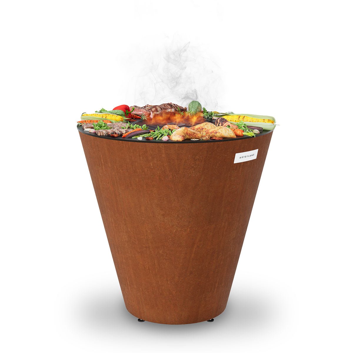 Arteflame ONE30 — 30″ One Series Flat-Top Charcoal Grill & Fire Bowl (Single-Piece CORTEN Steel) - All Products, Arteflame Grills by Arteflame | Buy at Agent BBQ