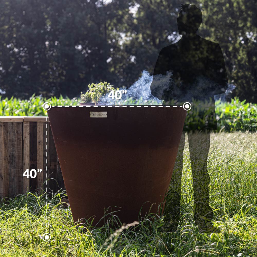 Arteflame Park Series — One-Piece CORTEN Steel Park Grill (30″ / 40″) with Half Griddle + Half Grill - All Products,Arteflame Grills,One Series by Arteflame | Buy at Agent BBQ