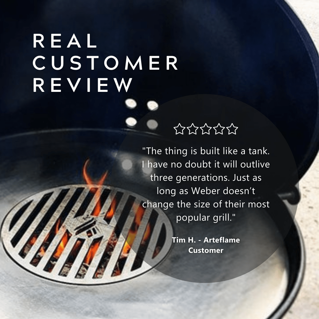 Arteflame Two-Piece Flat-Top Insert — Fits Weber® Kettle Charcoal Grills (Griddle Ring + Center Grill Grate) - All Products,Replacement Grill Inserts by Arteflame | Buy at Agent BBQ