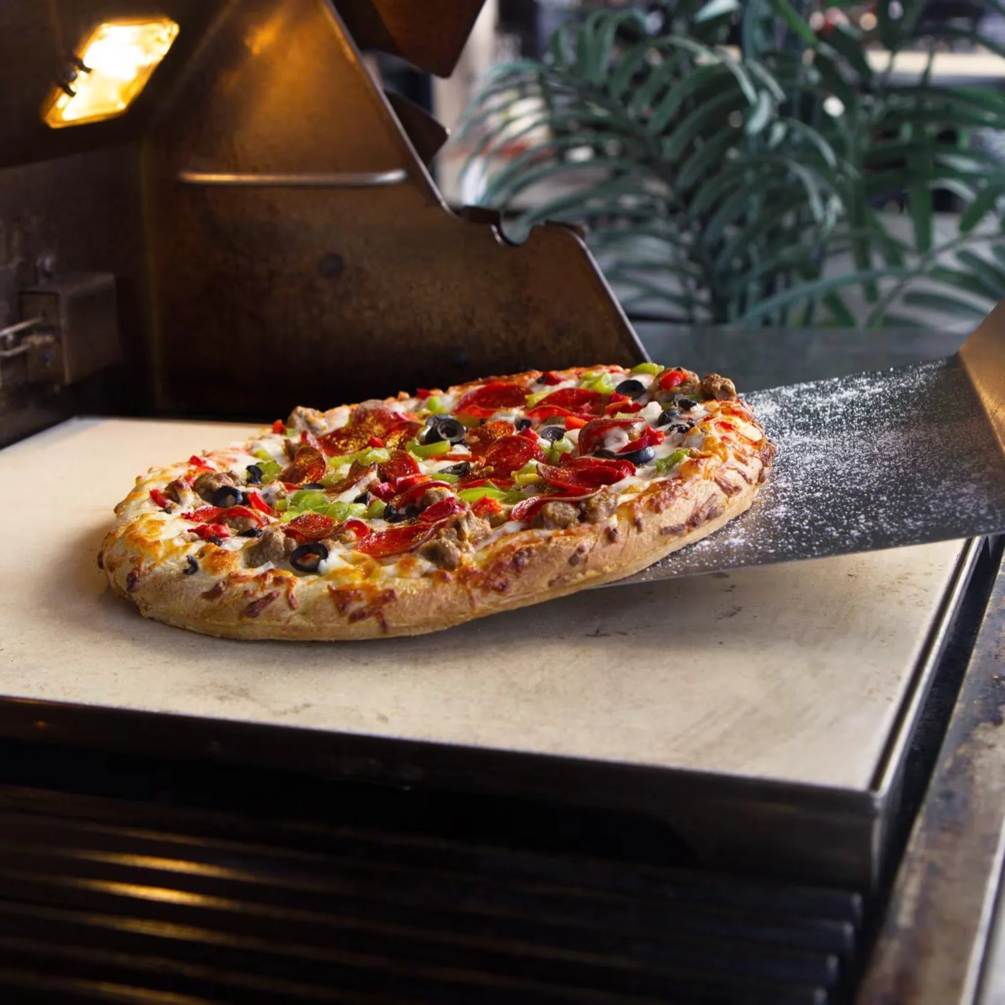 Blaze 14.75" Ceramic Pizza Stone With Stainless Steel Tray - BLZ - PZST - by Blaze Grills | Buy at Agent BBQ