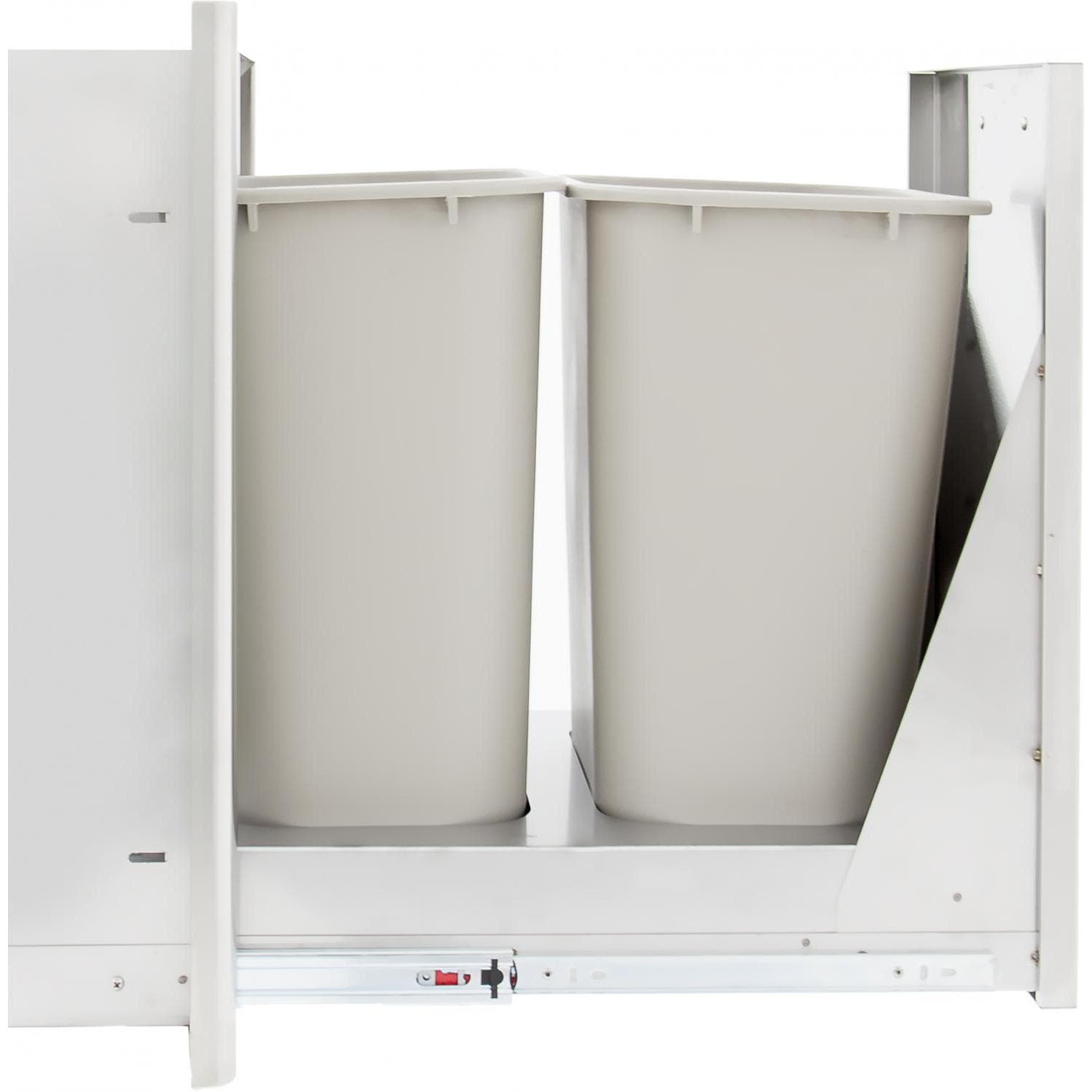 Blaze 20" Roll - Out Double Trash / Recycling Bin in Stainless Steel Finish (BLZ - TREC - DRW - H) - by Blaze Grills | Buy at Agent BBQ