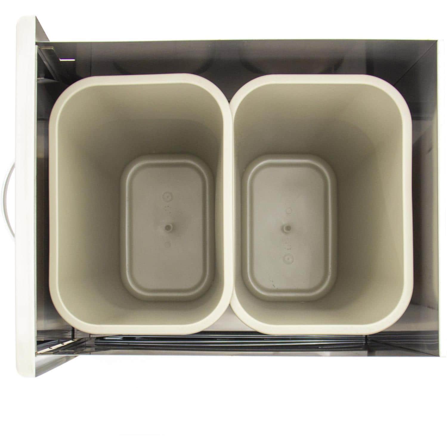 Blaze 20" Roll - Out Double Trash / Recycling Bin in Stainless Steel Finish (BLZ - TREC - DRW - H) - by Blaze Grills | Buy at Agent BBQ