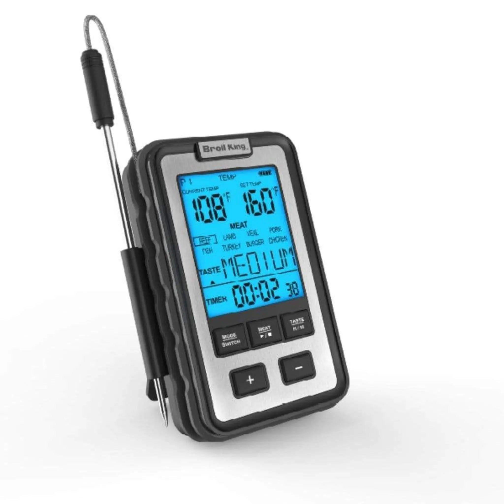 Broil King 10" Black Digital Side Table Thermometer w/ Meat Probes - by Broil King | Buy at Agent BBQ
