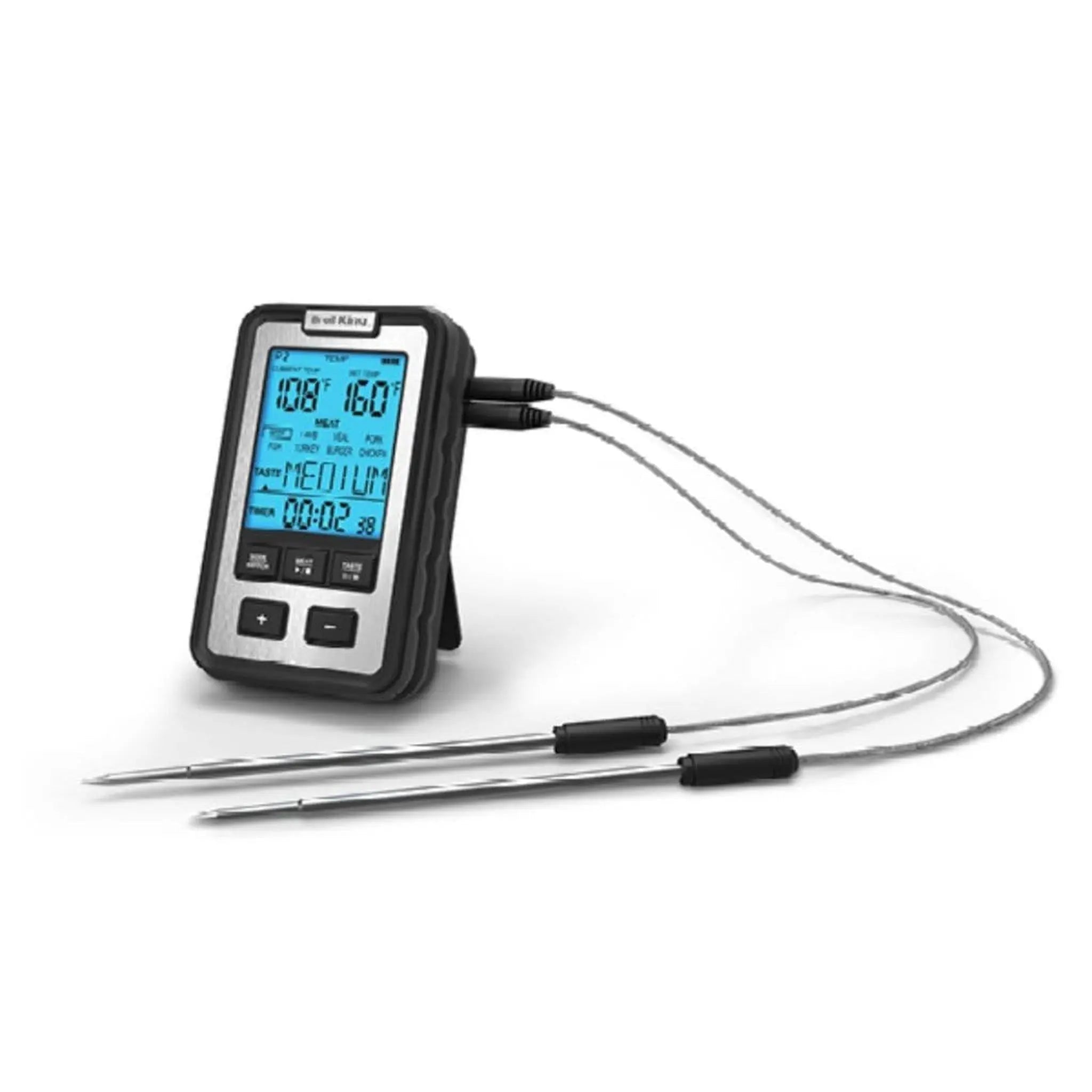 Broil King 10" Black Digital Side Table Thermometer w/ Meat Probes - by Broil King | Buy at Agent BBQ