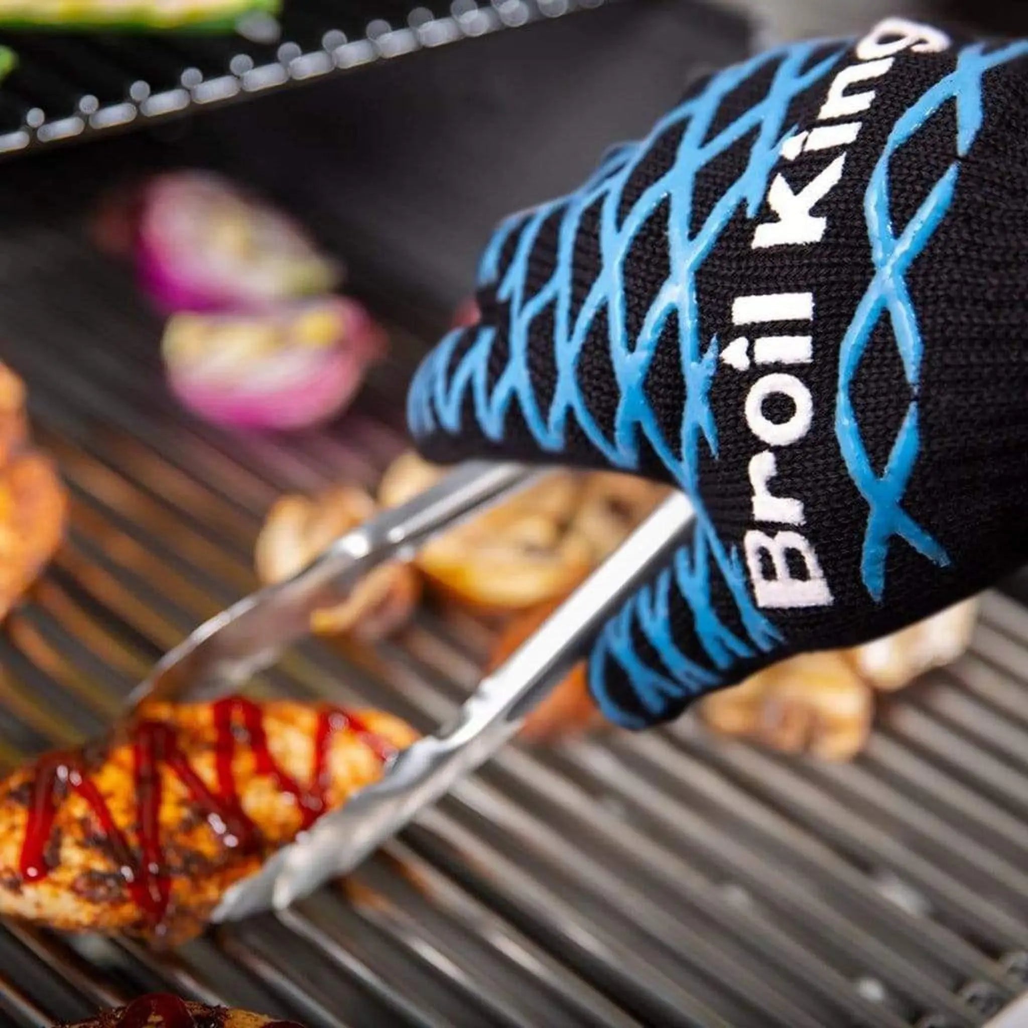 Broil King 11" Single Black w/ Blue Accents Grilling Glove - by Broil King | Buy at Agent BBQ