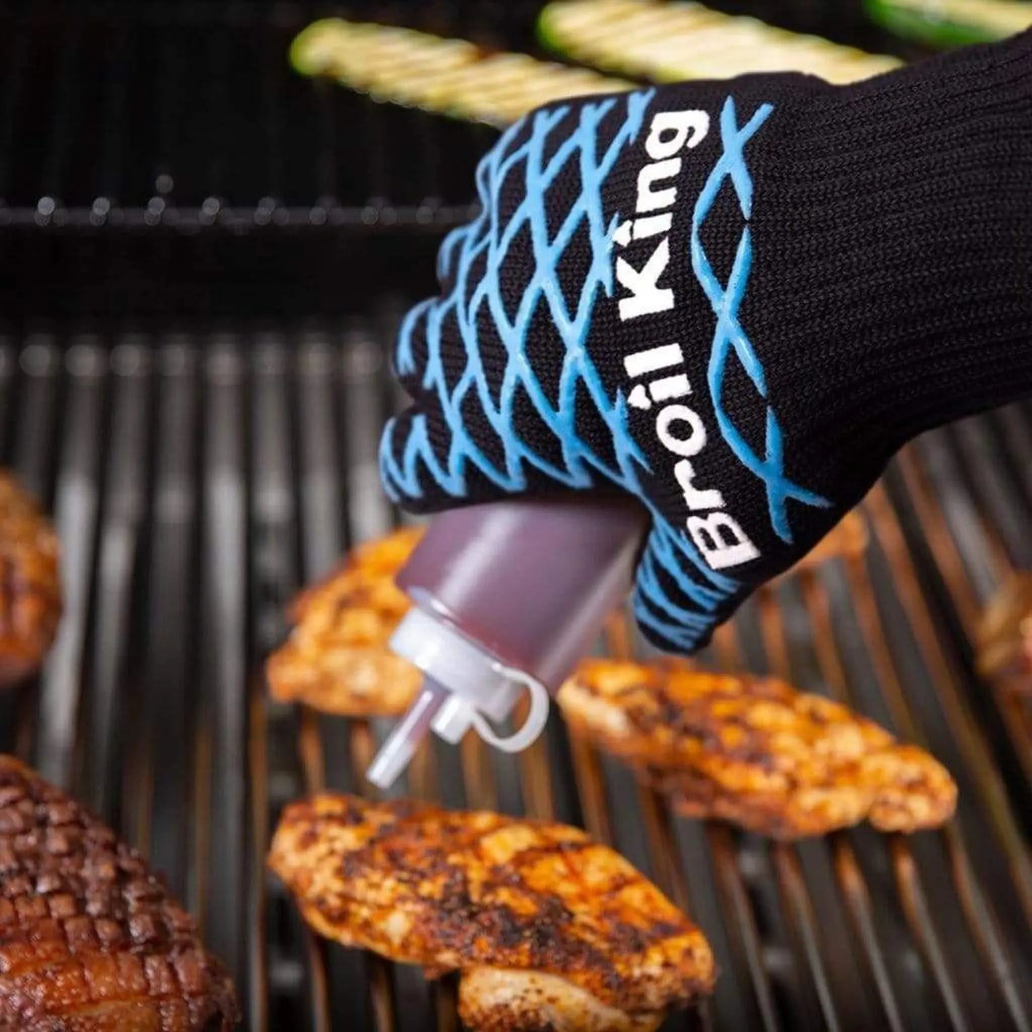 Broil King 11" Single Black w/ Blue Accents Grilling Glove - by Broil King | Buy at Agent BBQ
