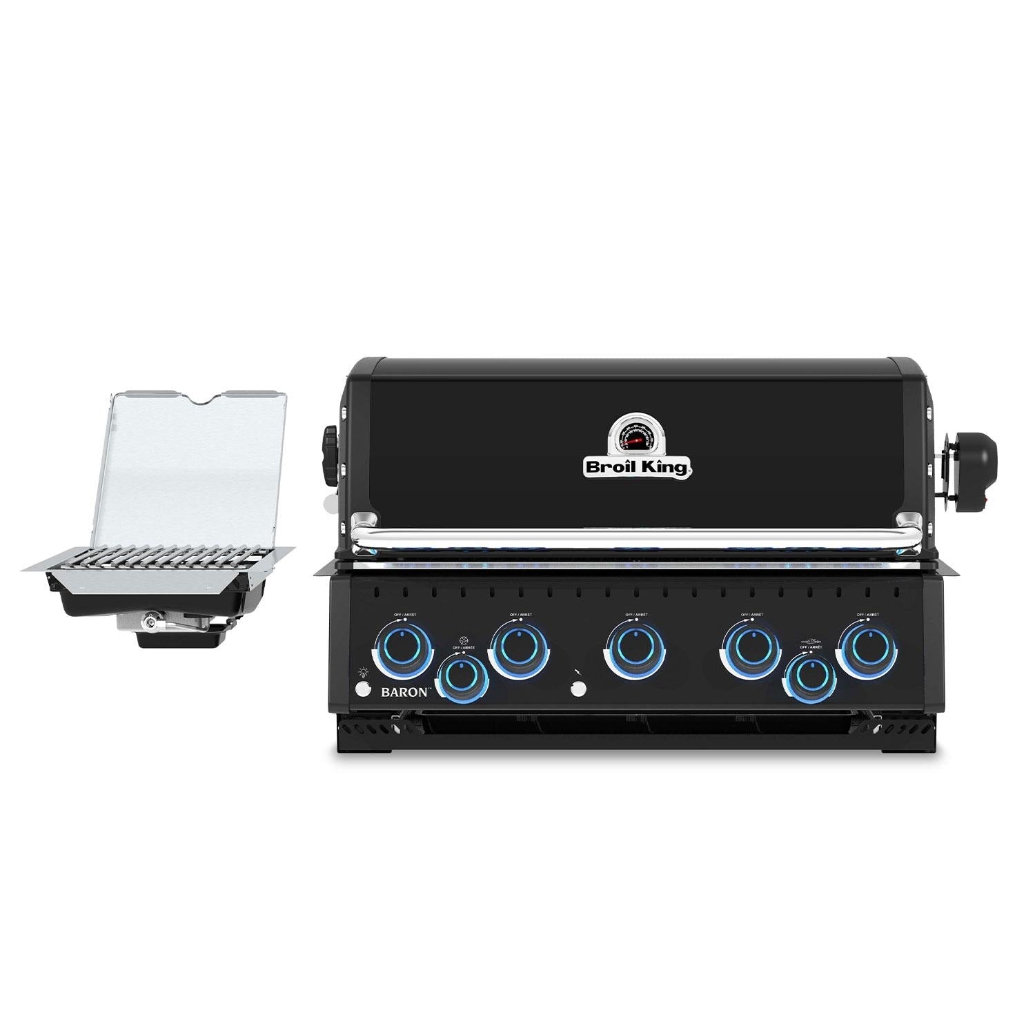 Broil King Baron 590 IR Shadow 32 - in 5 Burner Built - In Natural Gas Grill w/ Infrared Side Burner & Rear Rotisserie Burner - Black - 876647 - Outdoor Grills by Broil King | Buy at Agent BBQ