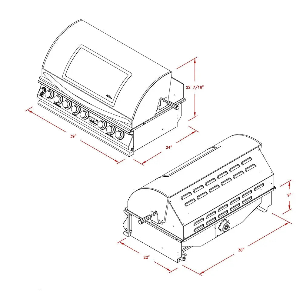 Cal Flame - BBQ Built In Grills - Convection Series - Top Gun Model - 5 Burner - BBQ19875CTG - Built - In Propane or Natural Gas Grills by Cal Flame | Buy at Agent BBQ