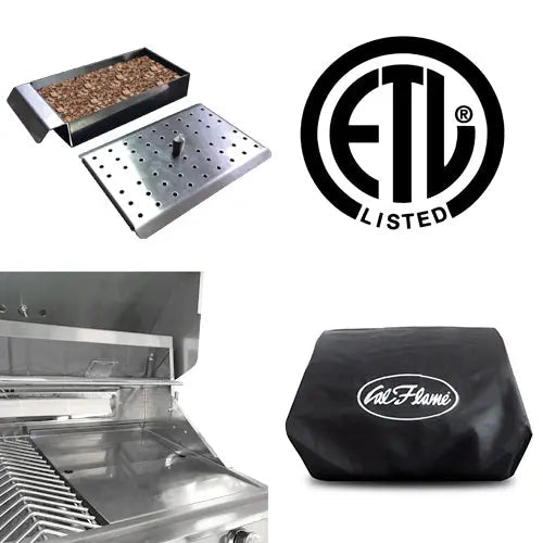 Cal Flame - BBQ Built In Grills P - Series 5 Burner with Lights, Rotisserie & Back Burner - BBQ19P05 - Built - In Propane or Natural Gas Grills by Cal Flame | Buy at Agent BBQ