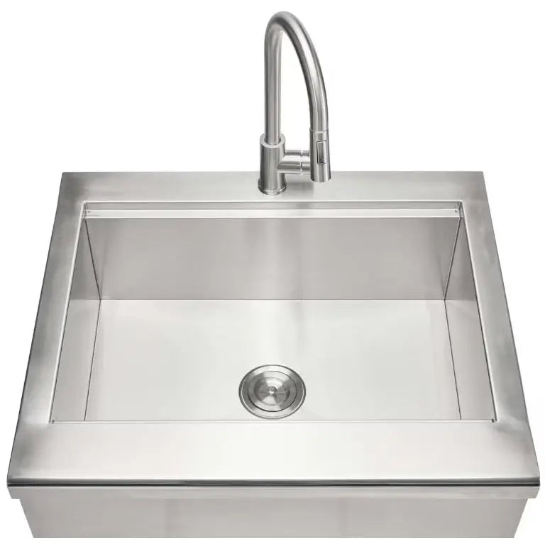 Coyote 30" Stainless Steel Farmhouse Sink With Drain, Faucet, Strainer & Cover - C3FHSINK - Outdoor Kitchens by Coyote Outdoor Living | Buy at Agent BBQ