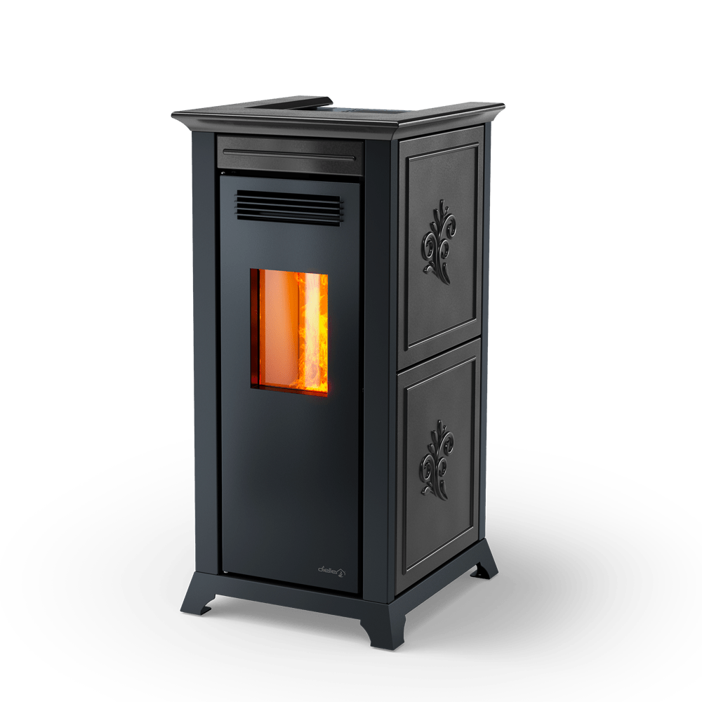 Dielle Ethesia Pellet Stove - Black Ceramic - by Dielle | Buy at Agent BBQ