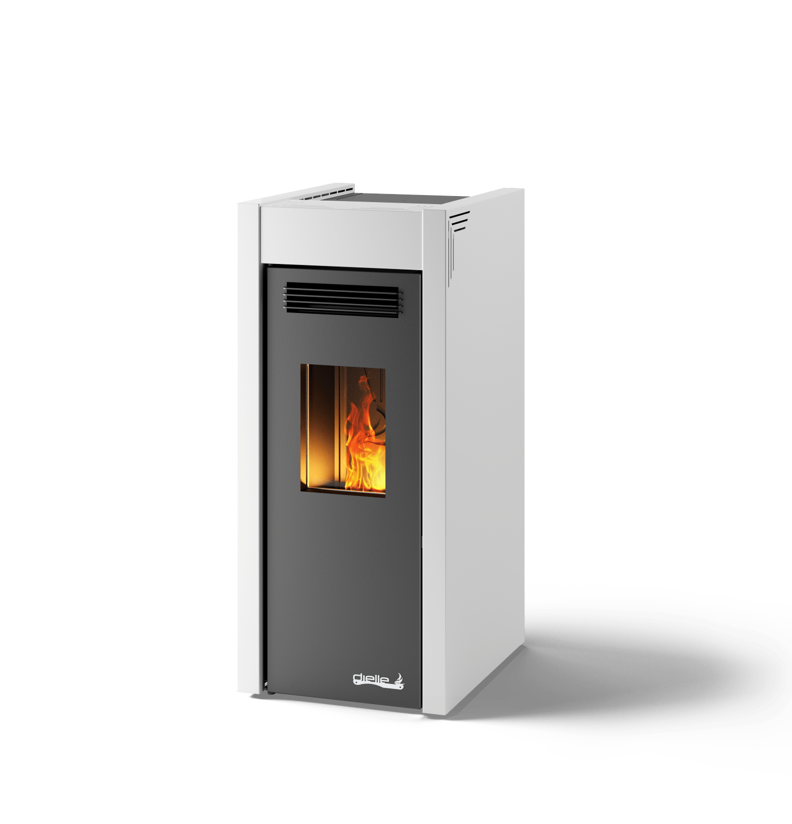 Dielle Grecale 70 Pellet Stove - Pearl White Steel - by Dielle | Buy at Agent BBQ