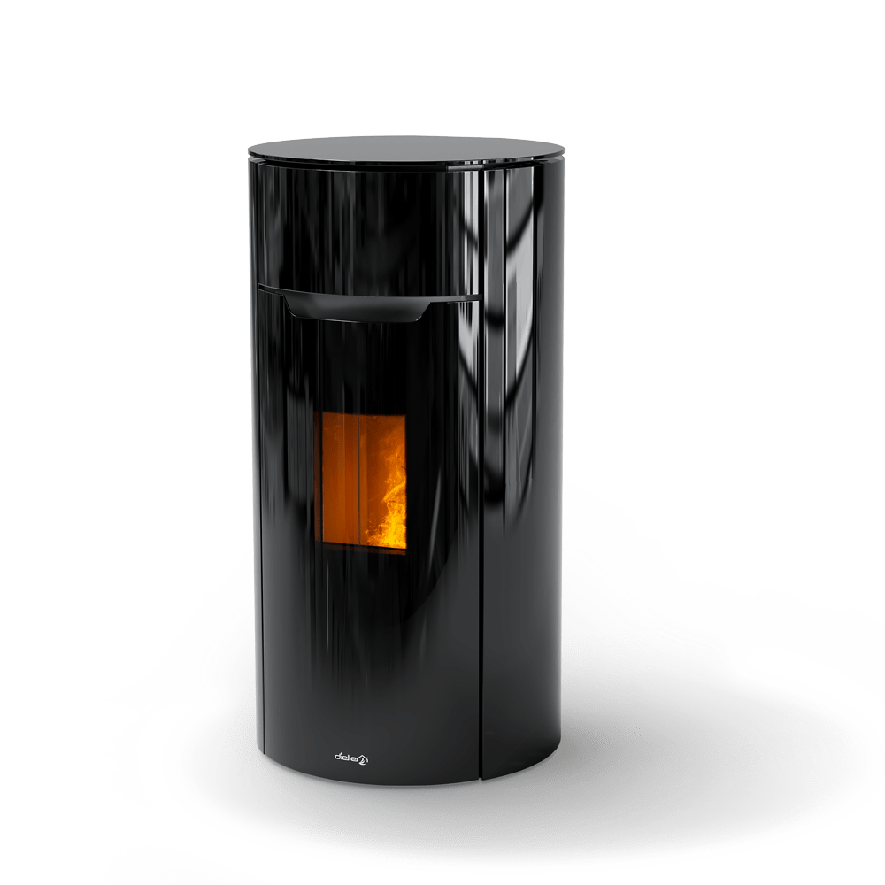 Dielle Round 70 Pellet Stove - Magic Black Glass - by Dielle | Buy at Agent BBQ