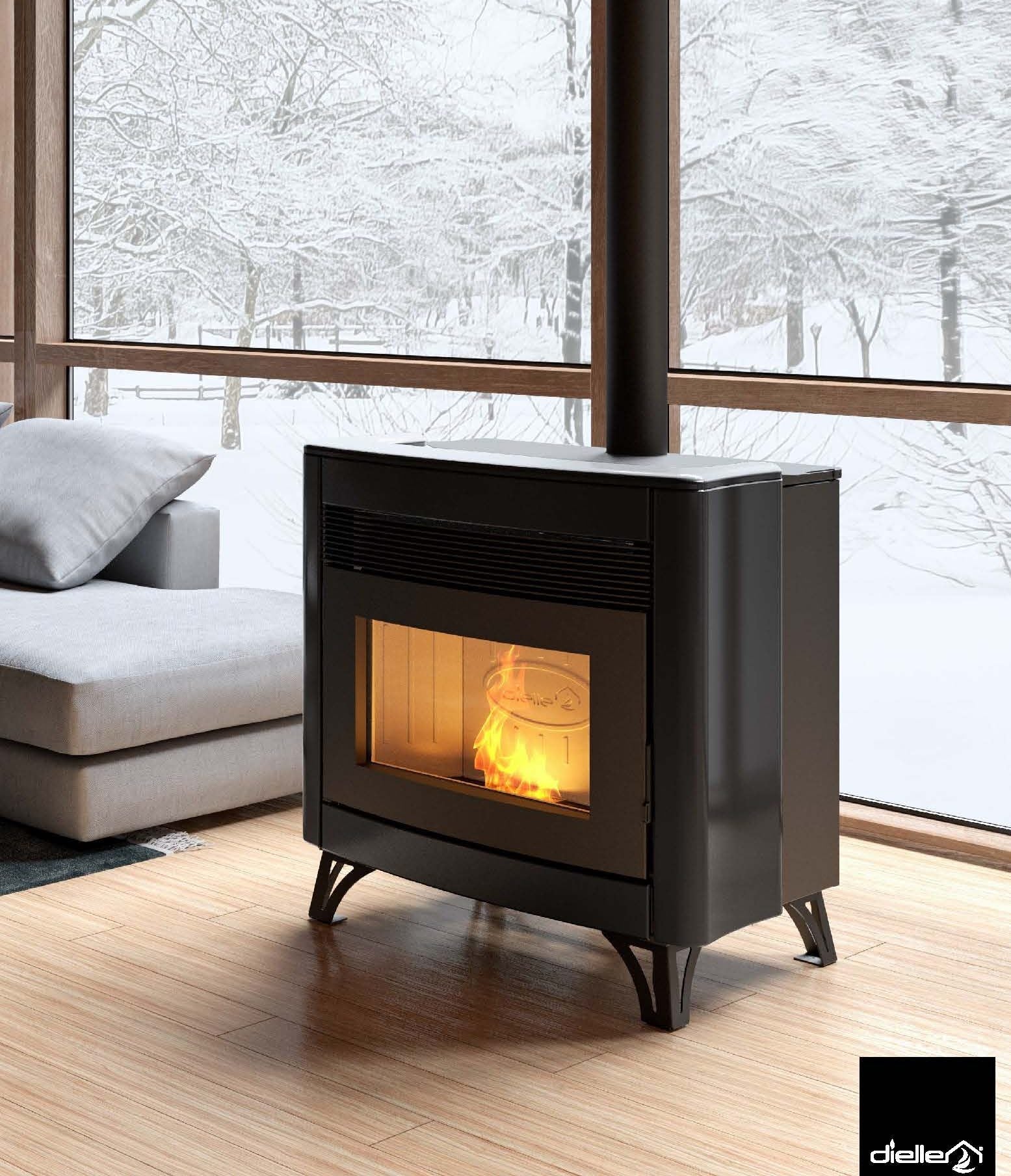 Dielle Zefiro Pellet Stove - Black Ceramic - by Dielle | Buy at Agent BBQ