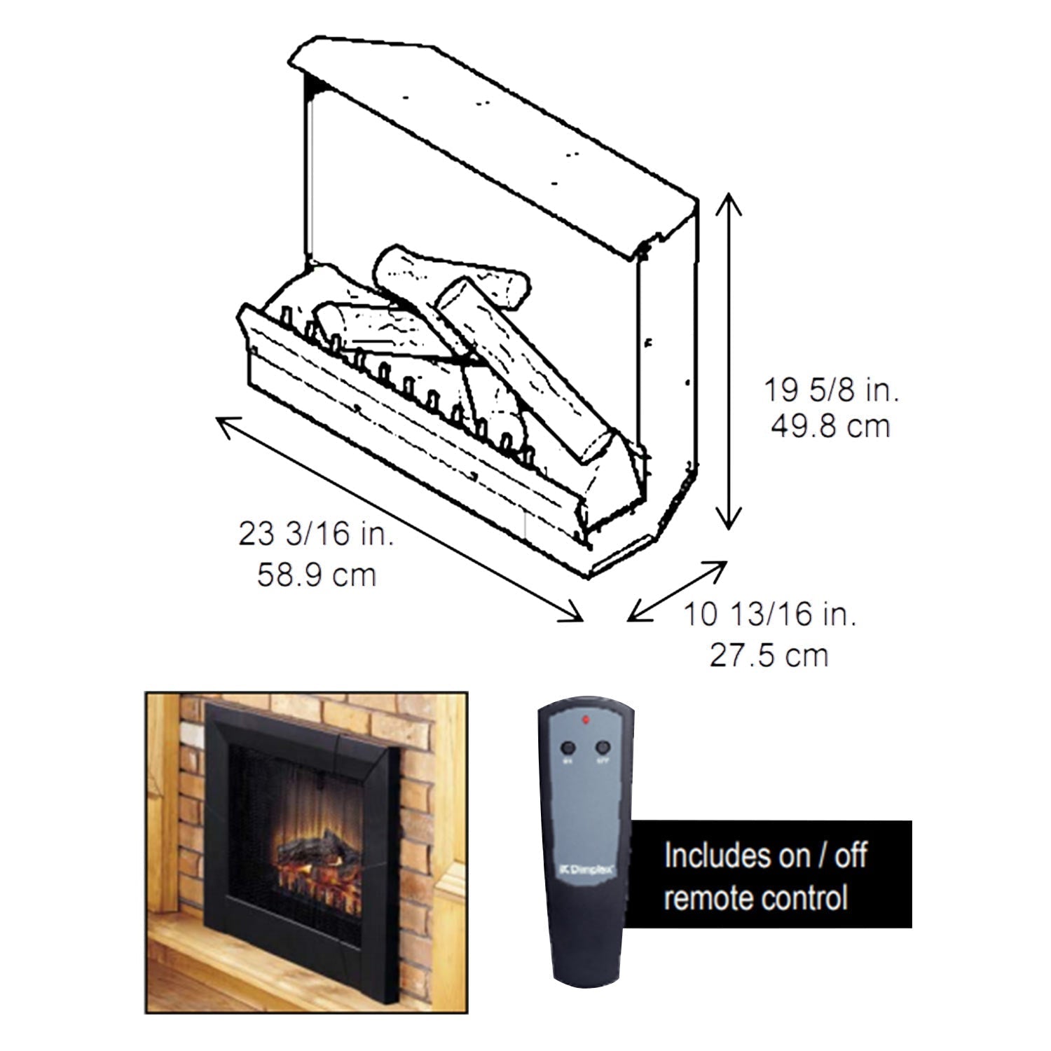 Dimplex Deluxe Fireplace Insert with Logs, 23 - Inches - by Dimplex | Buy at Agent BBQ