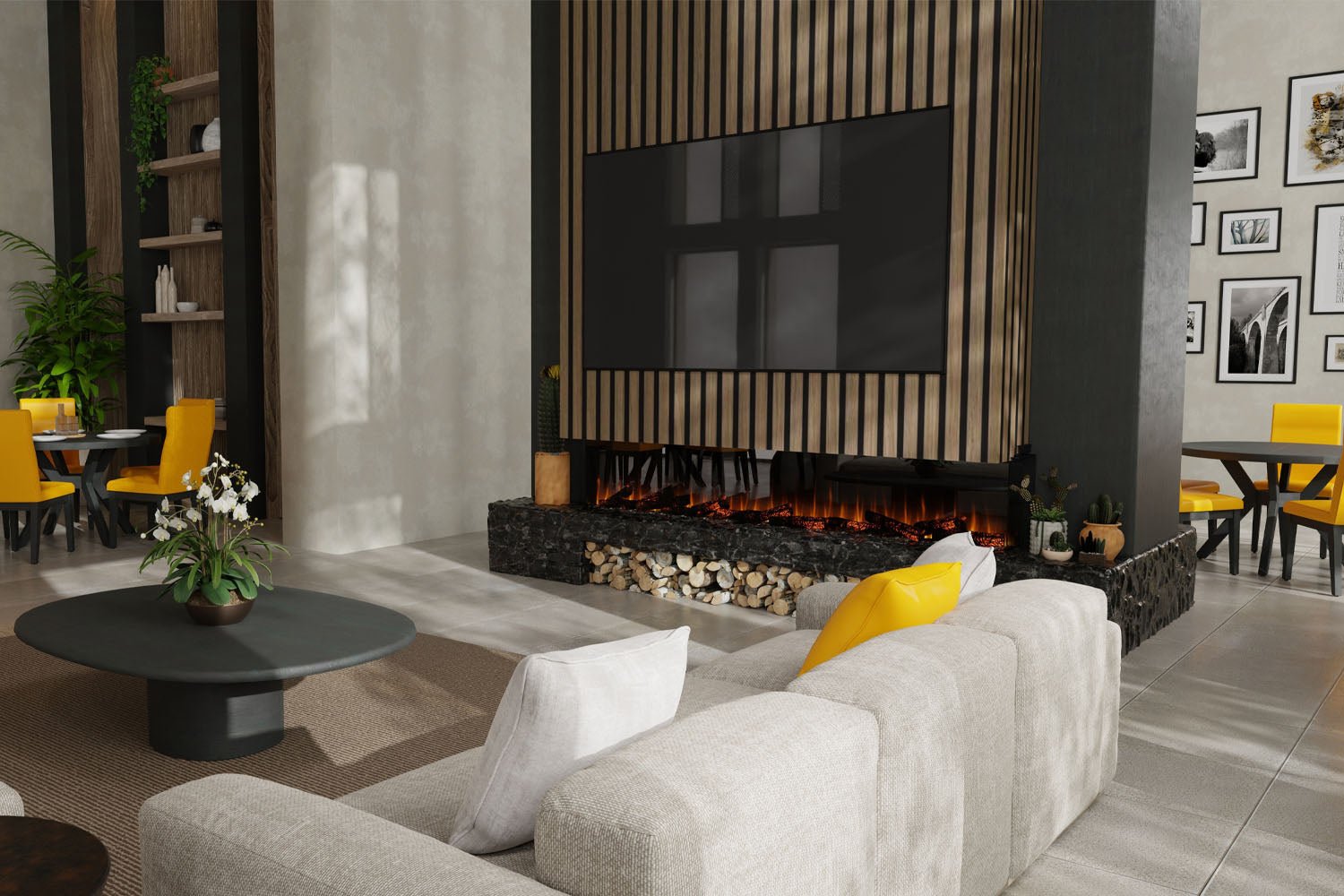 Dimplex Ignite Ultra 100" Smart Linear Multi - Side View Built - In Electric Fireplace - Electric Fireplace by Dimplex | Buy at Agent BBQ