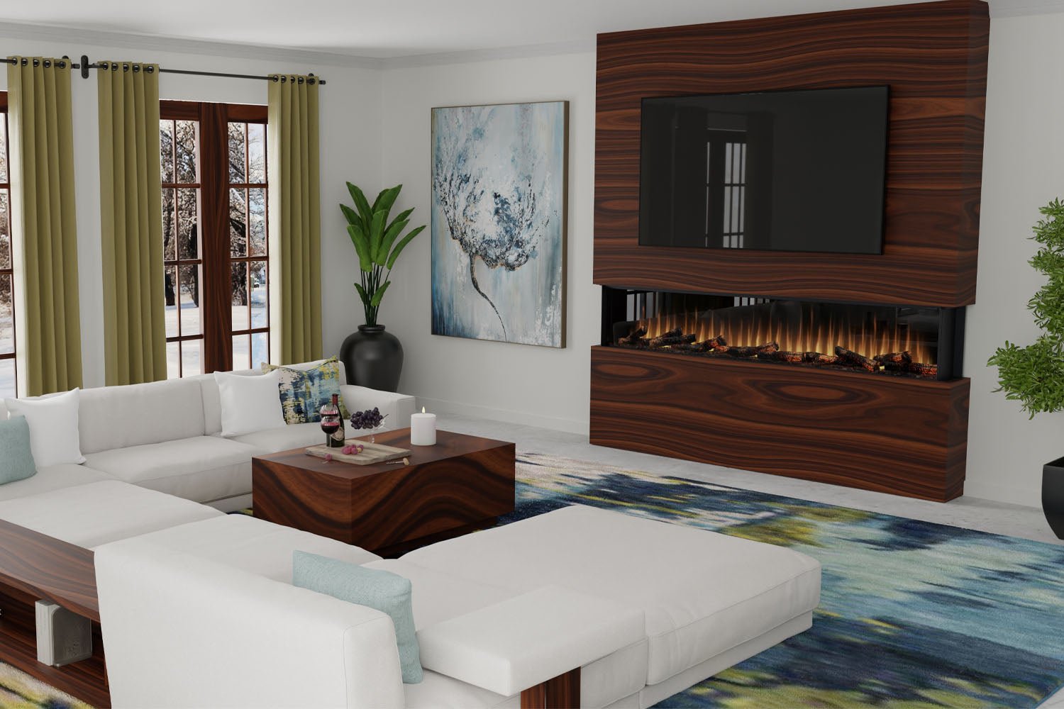 Dimplex Ignite Ultra 100" Smart Linear Multi - Side View Built - In Electric Fireplace - Electric Fireplace by Dimplex | Buy at Agent BBQ