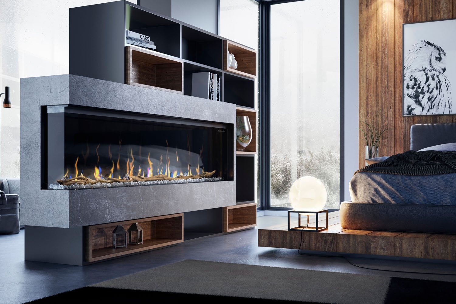 Dimplex IgniteXL Bold 74" Smart Linear Multi - Side View Built - In Electric Fireplace - Electric Fireplace by Dimplex | Buy at Agent BBQ