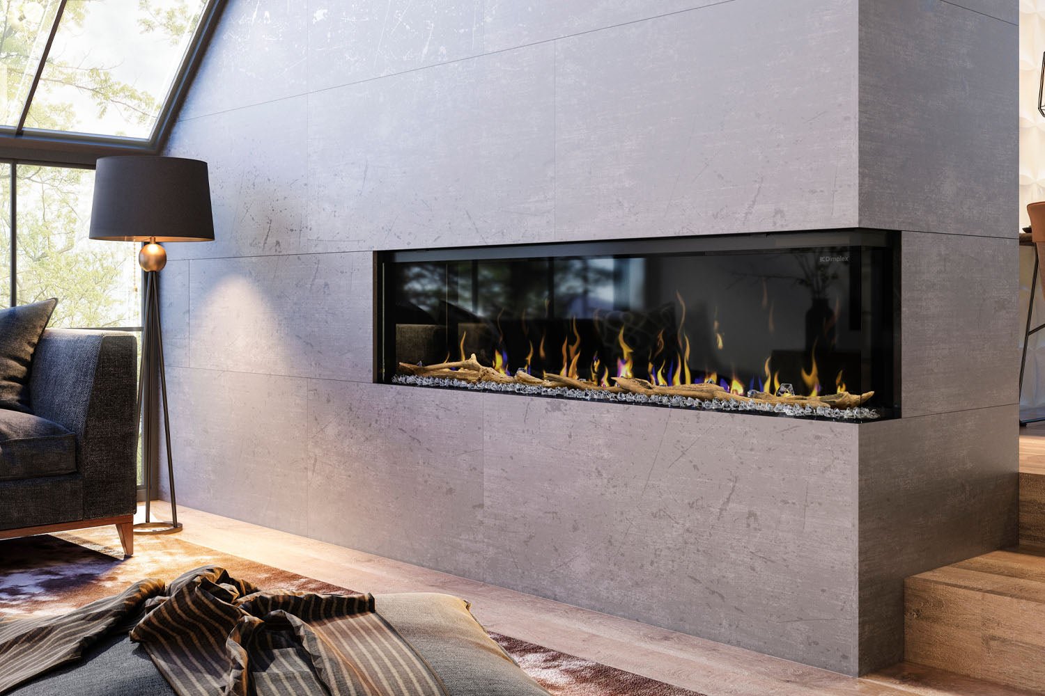 Dimplex IgniteXL Bold 74" Smart Linear Multi - Side View Built - In Electric Fireplace - Electric Fireplace by Dimplex | Buy at Agent BBQ