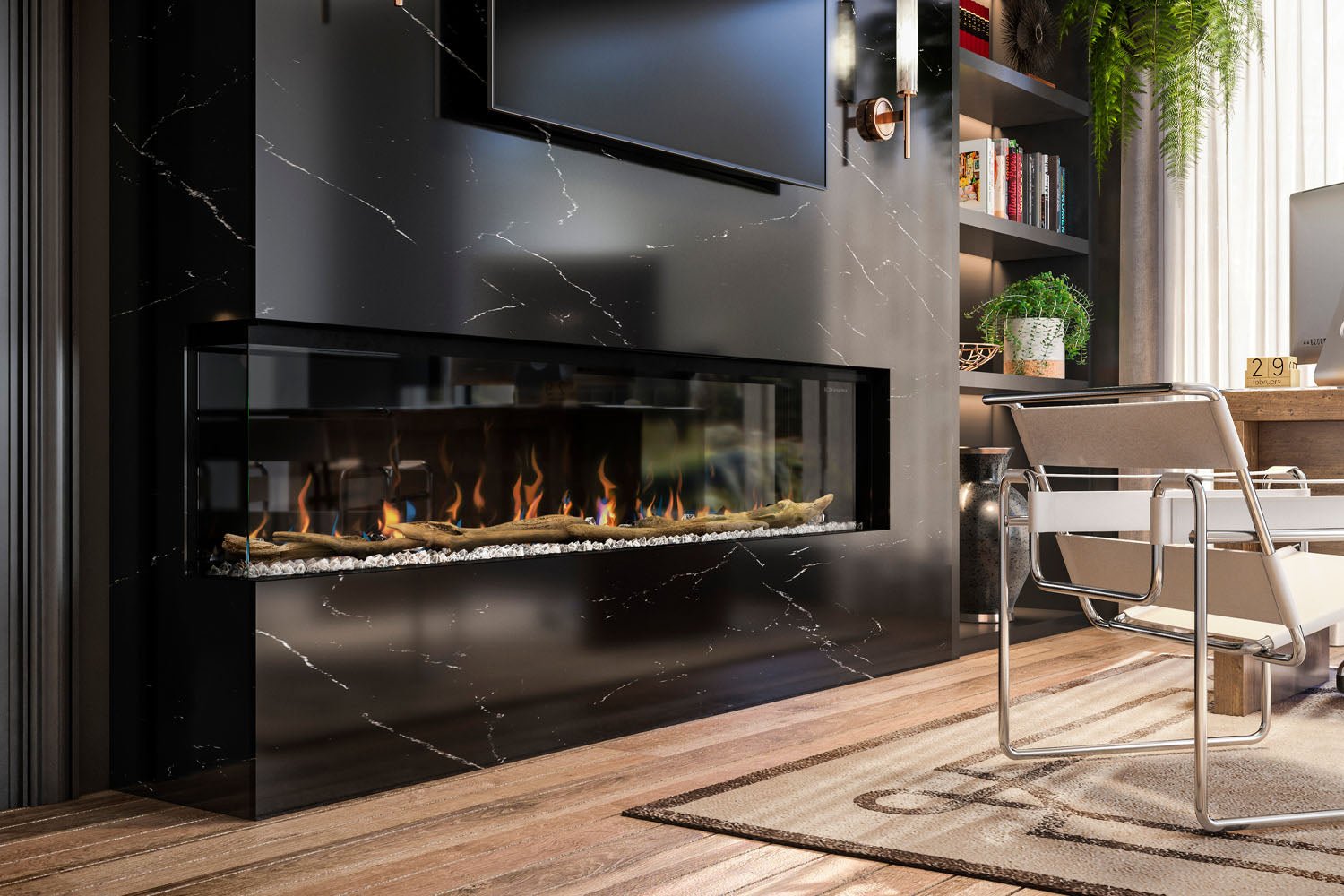 Dimplex IgniteXL Bold 88" Smart Linear Multi - Side View Built - In Electric Fireplace - Electric Fireplace by Dimplex | Buy at Agent BBQ