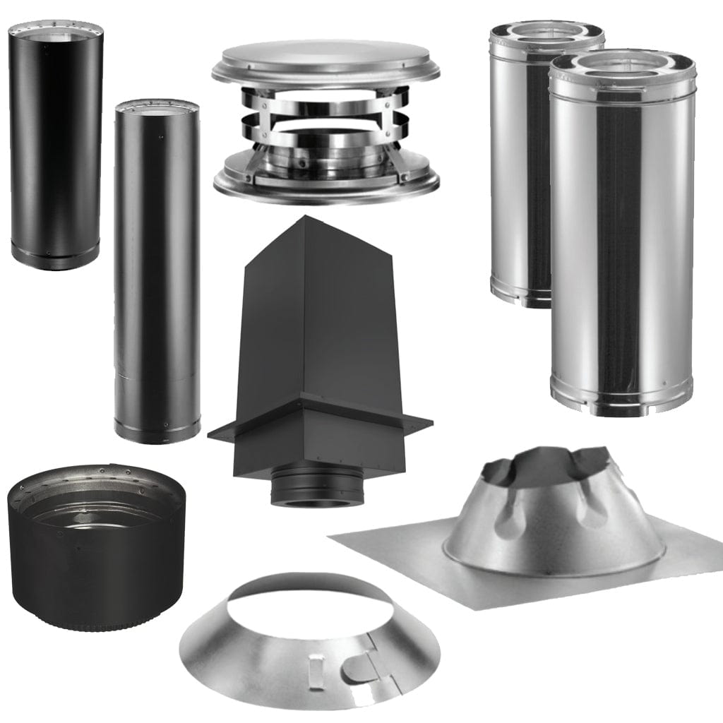 DuraVent - Cathedral Ceiling With Black Double Wall Pipe Wood Stove Chimney Kit - by DuraVent | Buy at Agent BBQ
