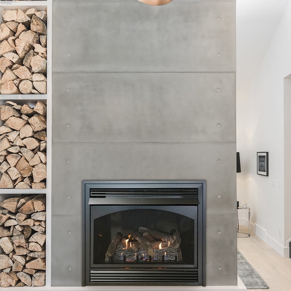Empire 32 Inch Vail Vent Free Premium Gas Fireplace with Slope Glaze Burner and Log Set - VFPA32BP - by Empire Comfort Systems | Buy at Agent BBQ
