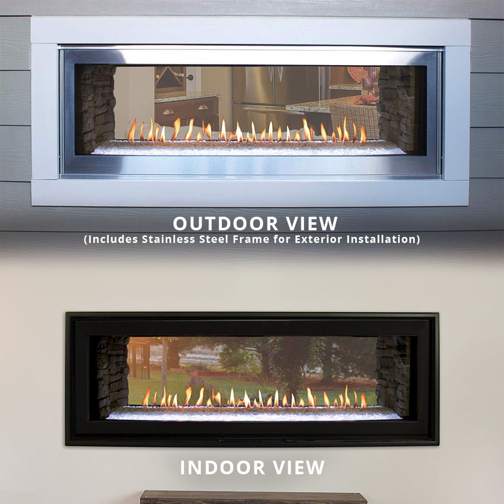 Empire 48 Inch Boulevard Direct Vent See - Through Indoor/Outdoor Linear Gas Fireplace - DVLL48SP - OUT - by Empire Comfort Systems | Buy at Agent BBQ